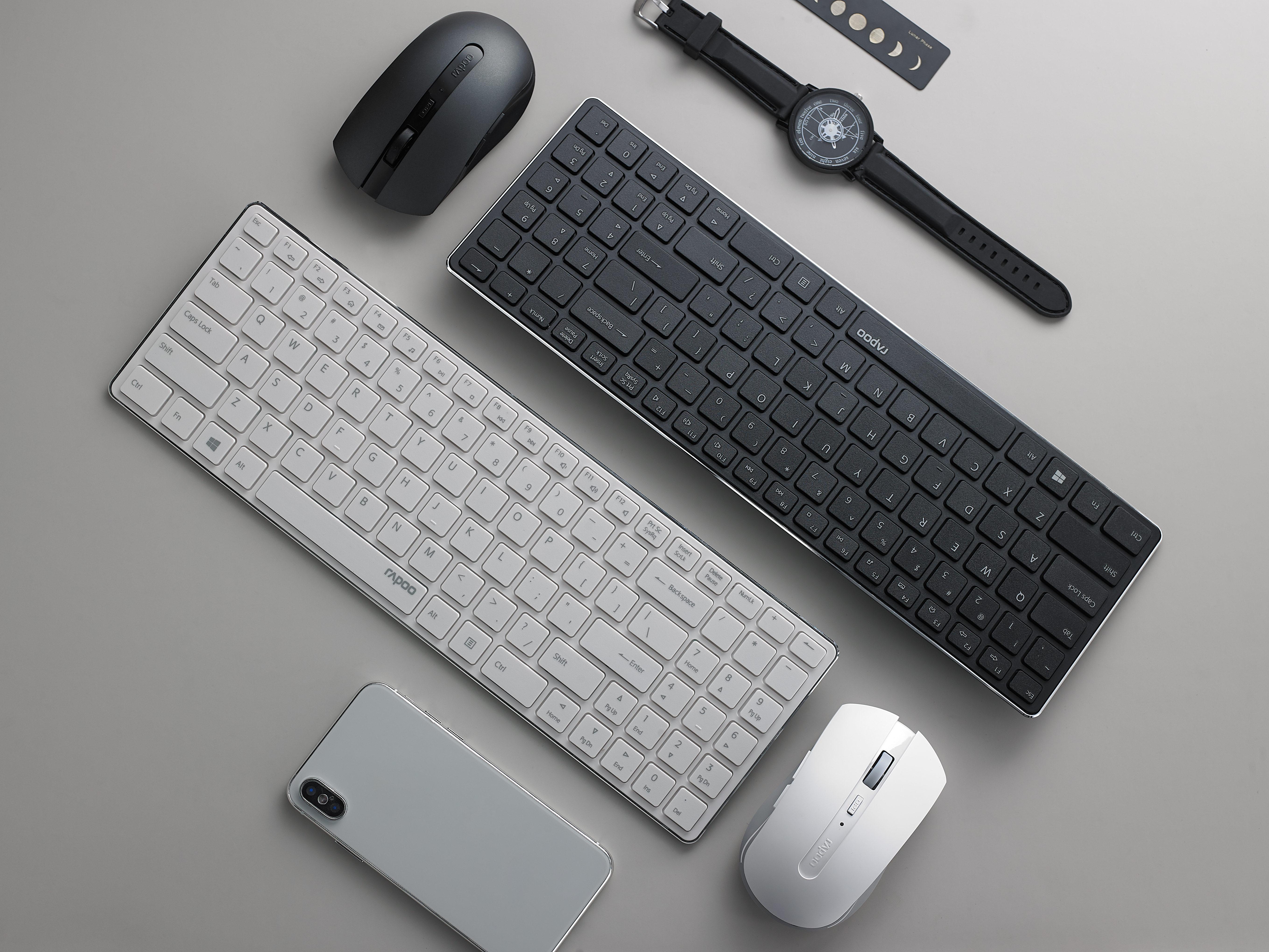 键盘最薄处49mm雷柏9300t无线键鼠套装黑白双色拼薄归来