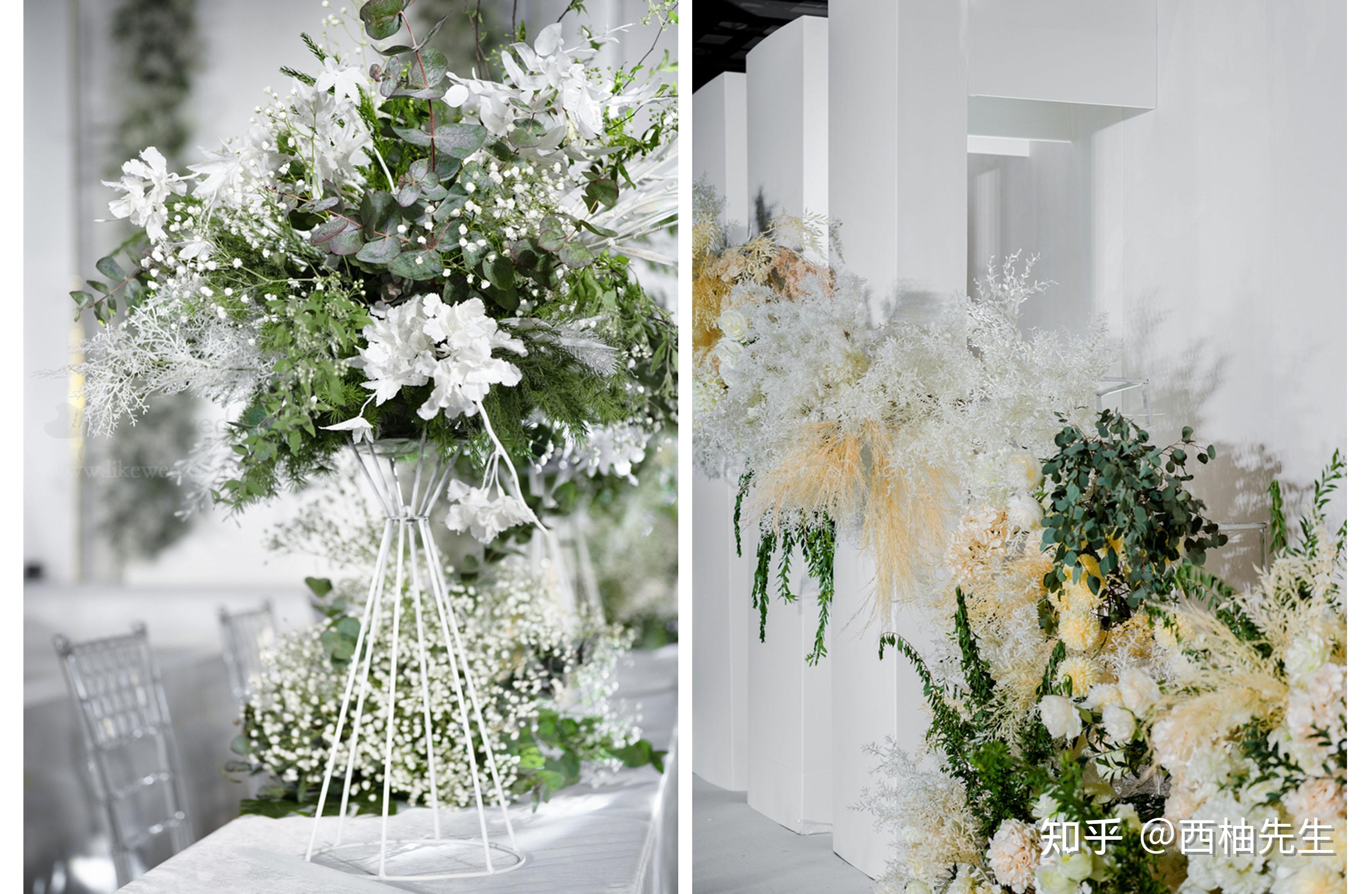 韩式婚礼是简约的代表,在花艺的选择上也是如此,通常会选择淡雅的鲜花