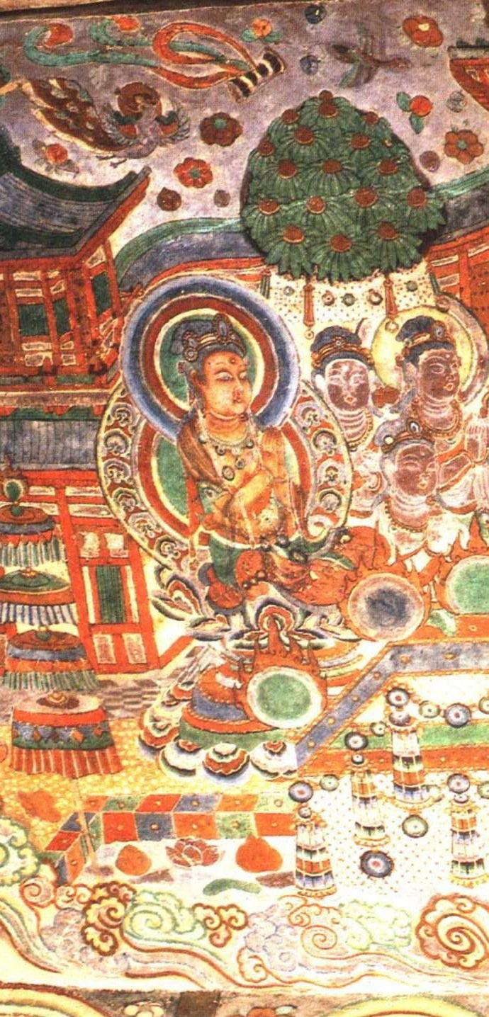 【神游千年,大美敦煌】盛唐-225窟"三世佛":北壁-涅槃卧佛,南壁-阿