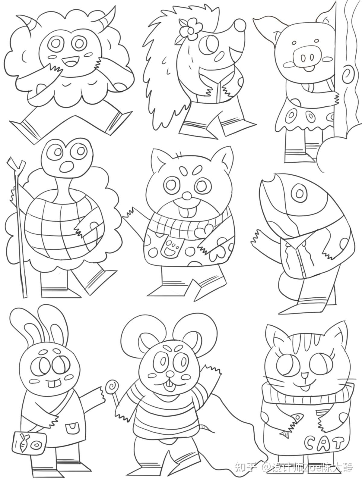 原创插画doodle风格萌宠乐园