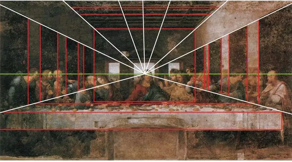 很多人对于透视的了解来源于达芬奇的这幅作品这幅作品的一点透视非常