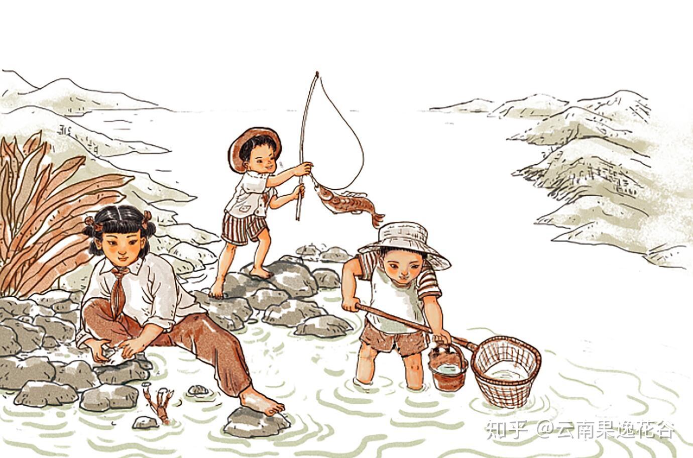 摸鱼儿,忽清忽浊,鱼儿跃起,鱼篓颇丰,追随鱼儿的身影轻拾光阴.