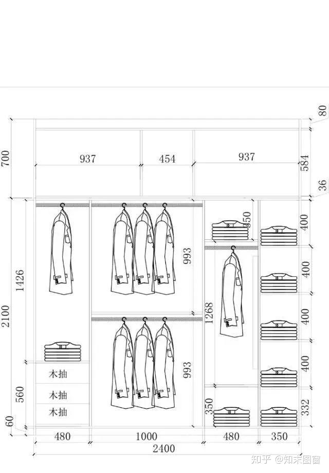 衣柜装修设计尺寸图全是黄金布局尺寸呦