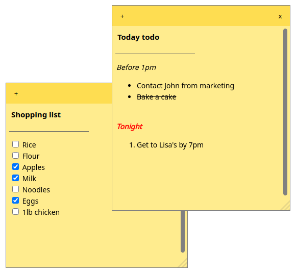 它是一个类似于 windows 11 的便签应用(sticky notes)的小型记事应用