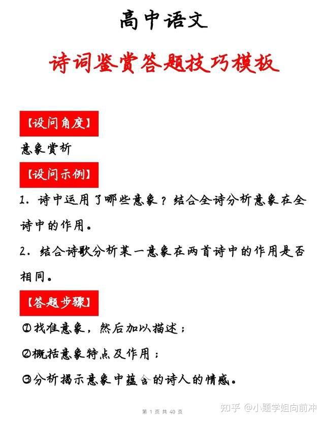 全網最火最全高中語文詩歌鑑賞答題技巧模板會用提升30分