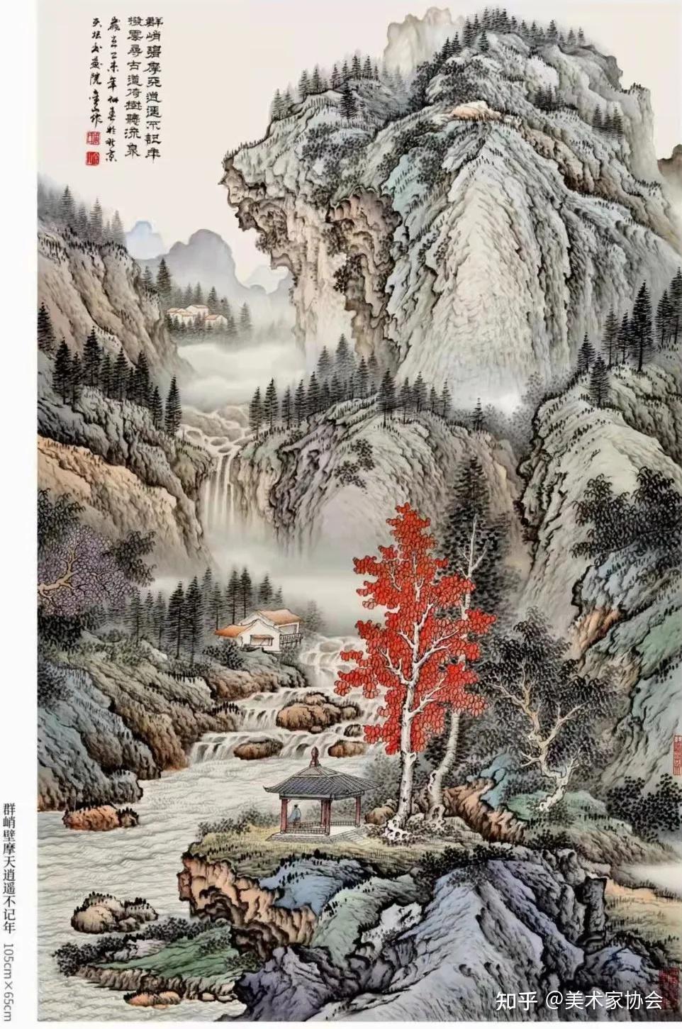 周金山的工笔山水画,穿越了宋人的高古浑厚,徜徉着元人的盎然意趣