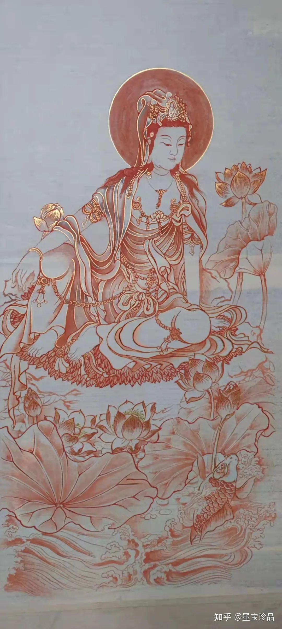 【丹砂沁莲华】——画家童绍宁新作朱砂描《千手眼观世音菩萨圣像》