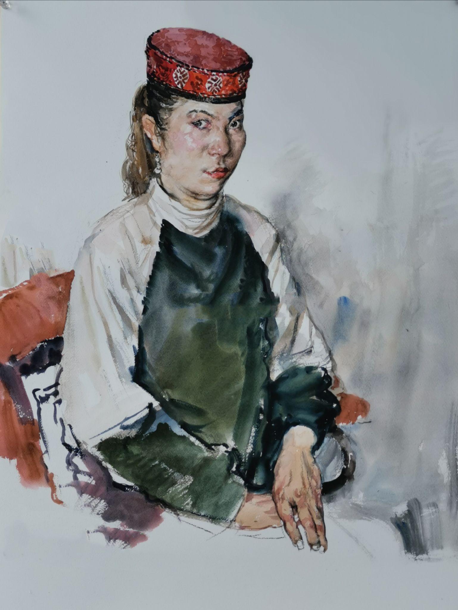 李晓林老师水彩半身像