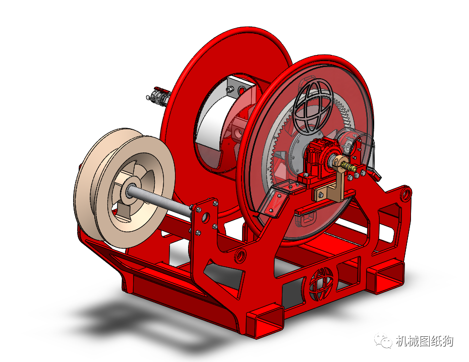 工程机械enrouleur水缆卷筒机构3d数模图纸solidworks设计附stp