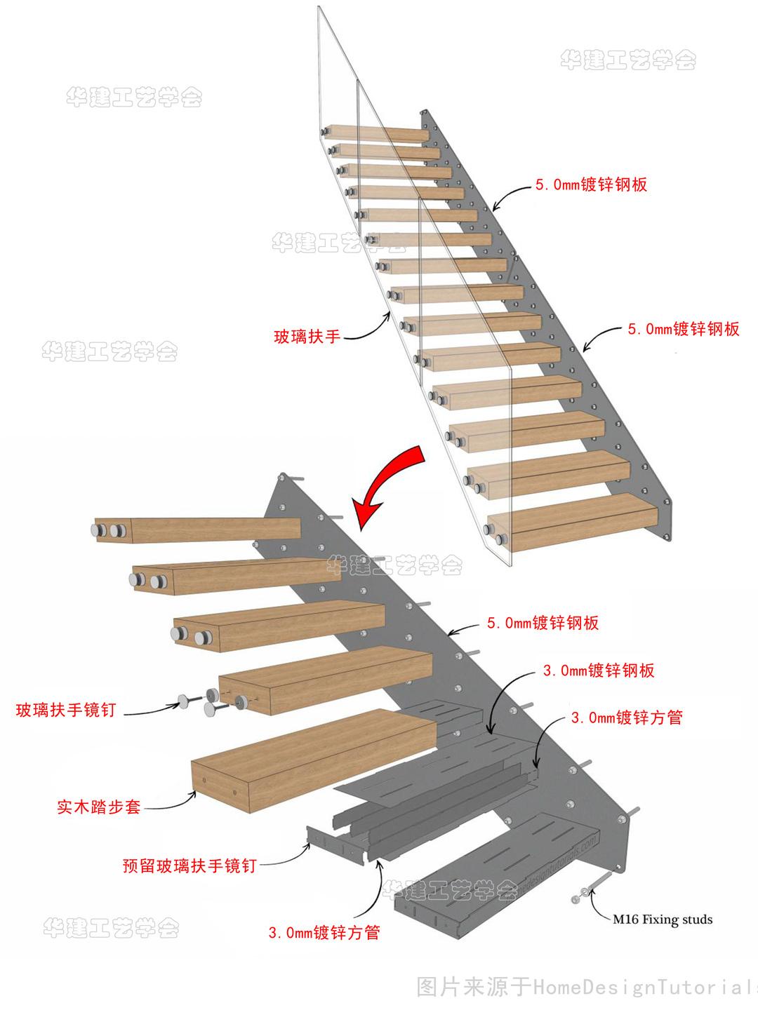 悬浮楼梯施工图图片