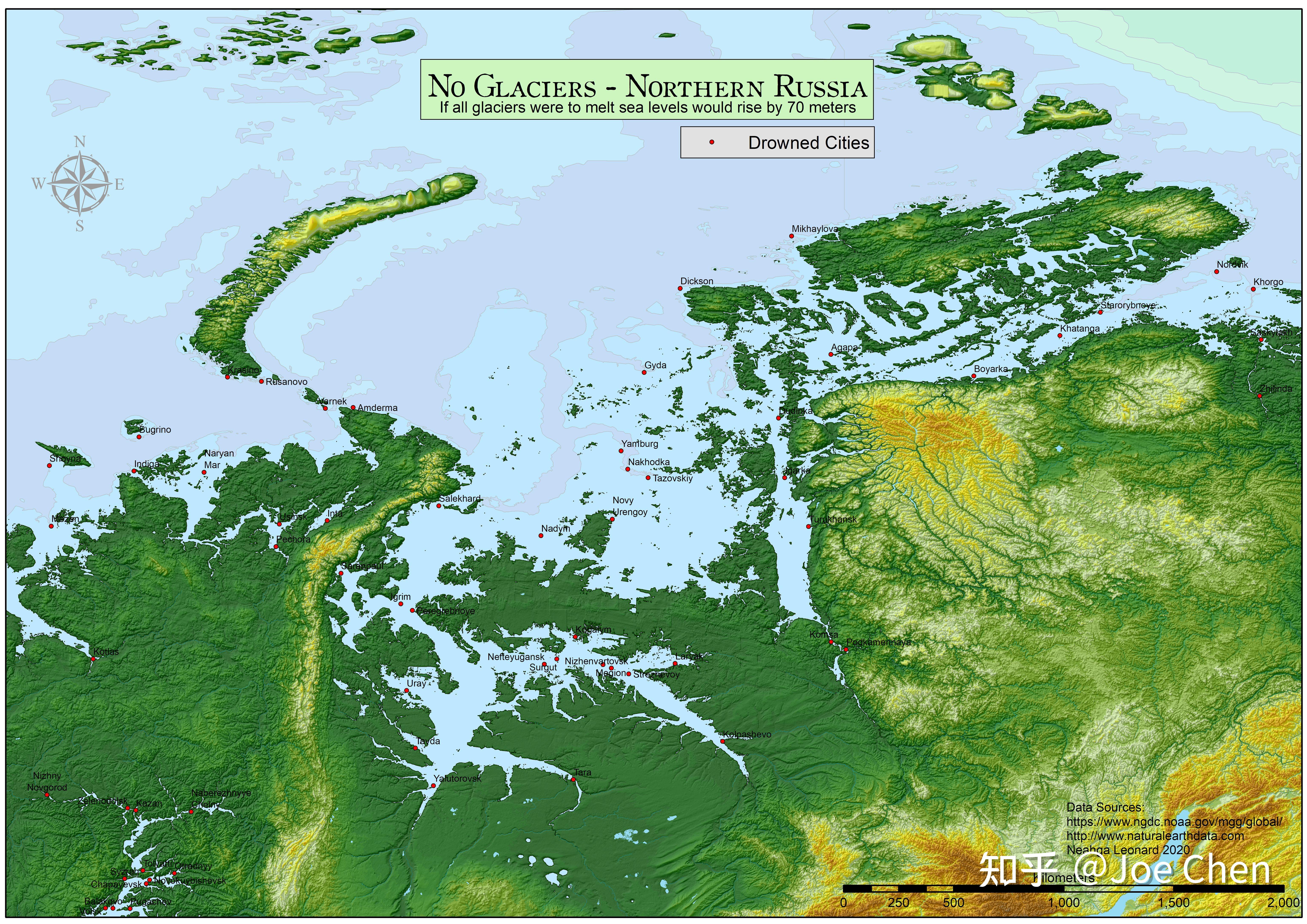海平面上升70米的世界