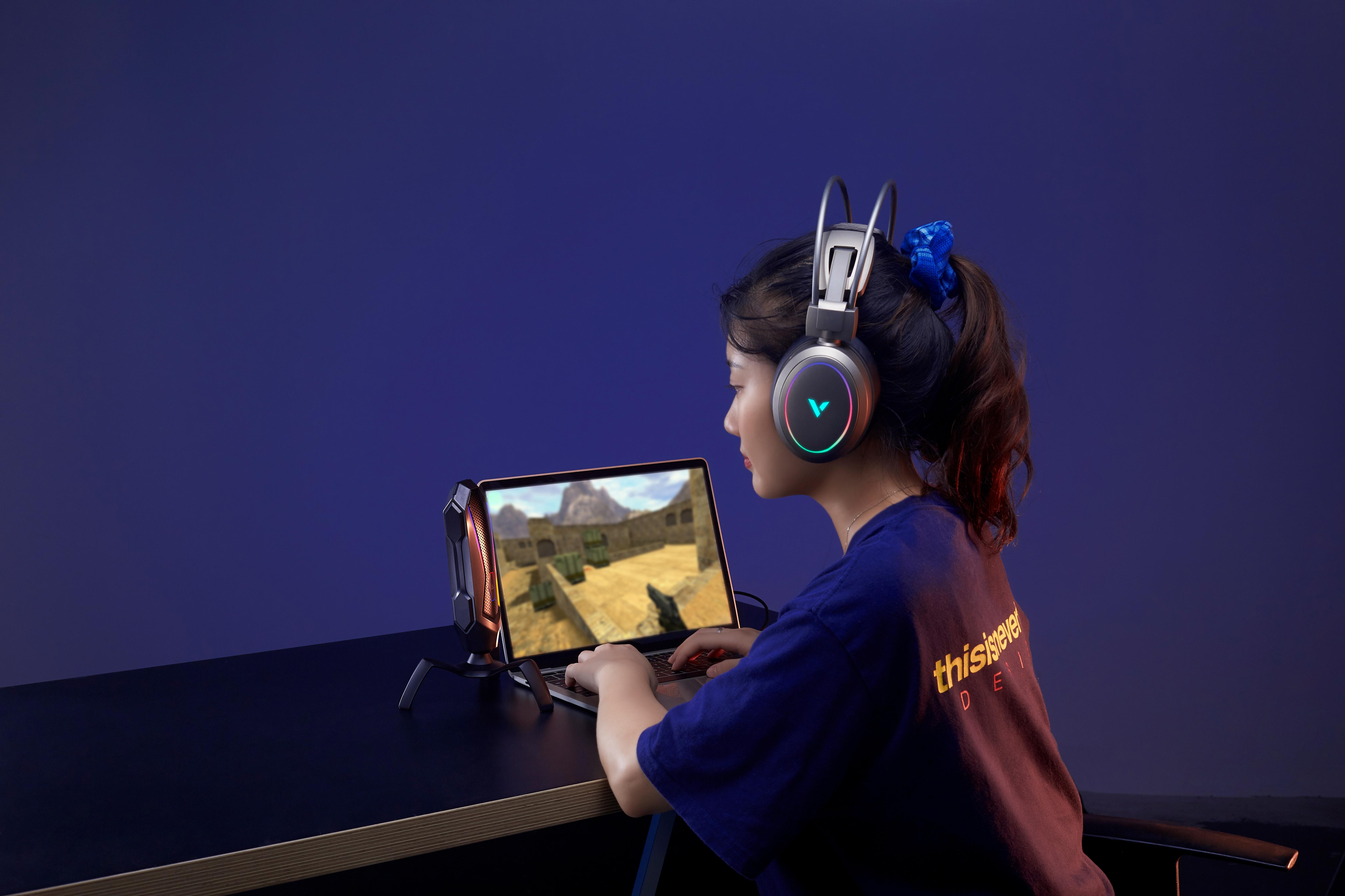 黑直播调教收音,雷柏vs300心型指向rgb背光游戏麦克风沉浸式游戏体验