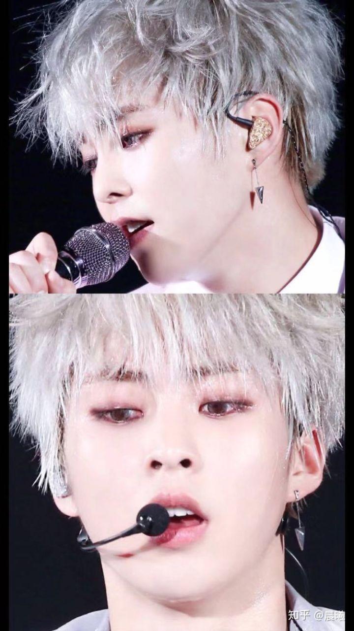 把头发染成银色时,眼影配合浅发色,也加了一些亮片,让整体眼妆通透