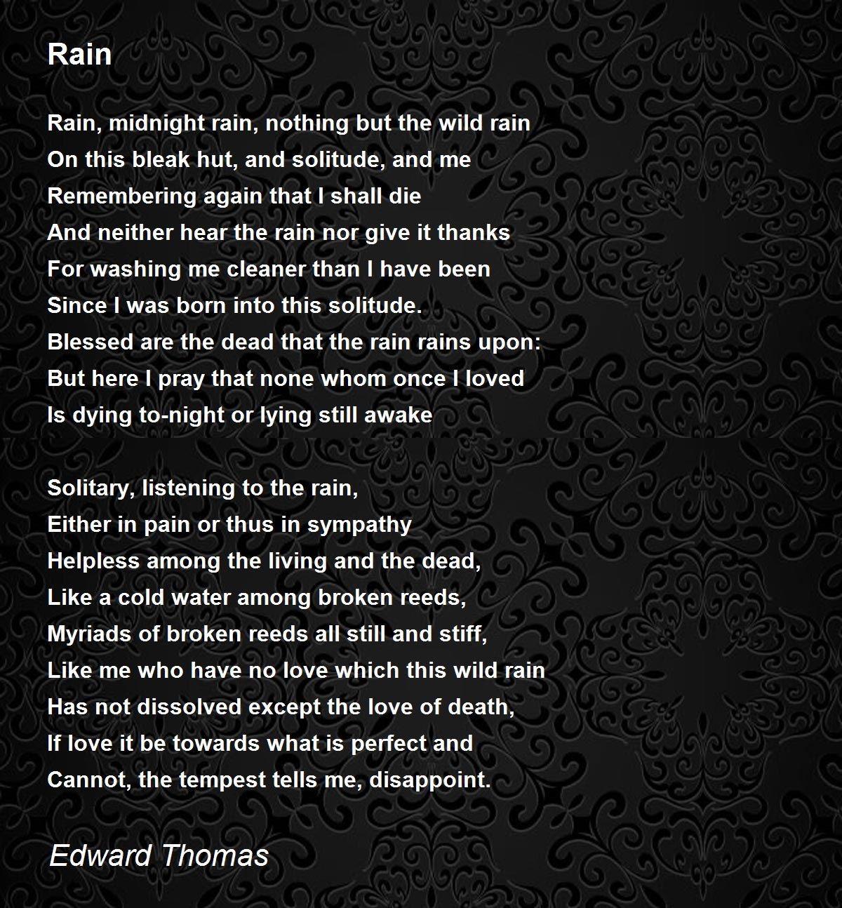 Thomas Rain Edward Thomas(爱德华·托马斯)《Rain》《雨》解析 - 知乎