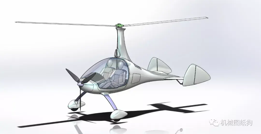 飞行模型tractorautogyro小型私人飞机模型3d图纸solidworks设计