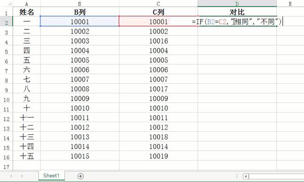 眼睛的救星excel怎么快速找出两列数据的不同之处