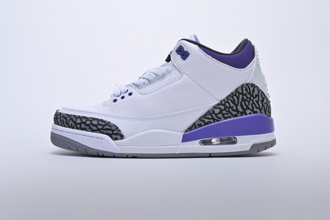 乔丹airjordan3retrodarklris白紫爆裂纹篮球鞋