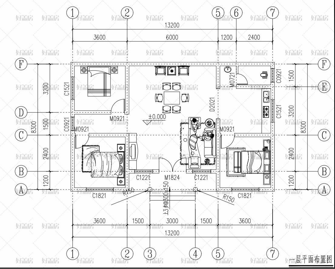 QH2023欧式面宽14米进深12米农村二层自建房图设计图纸效果图片大全 - 青禾乡墅科技