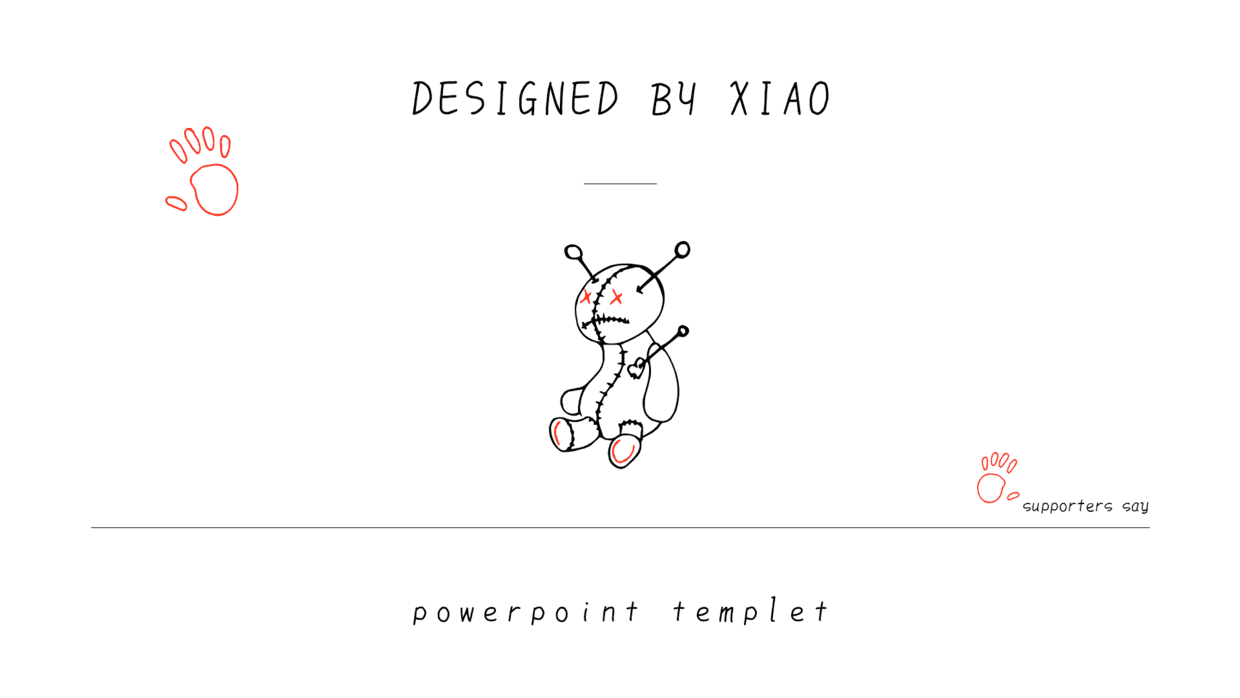 「ppt模板」 "撕裂熊"简笔画风格