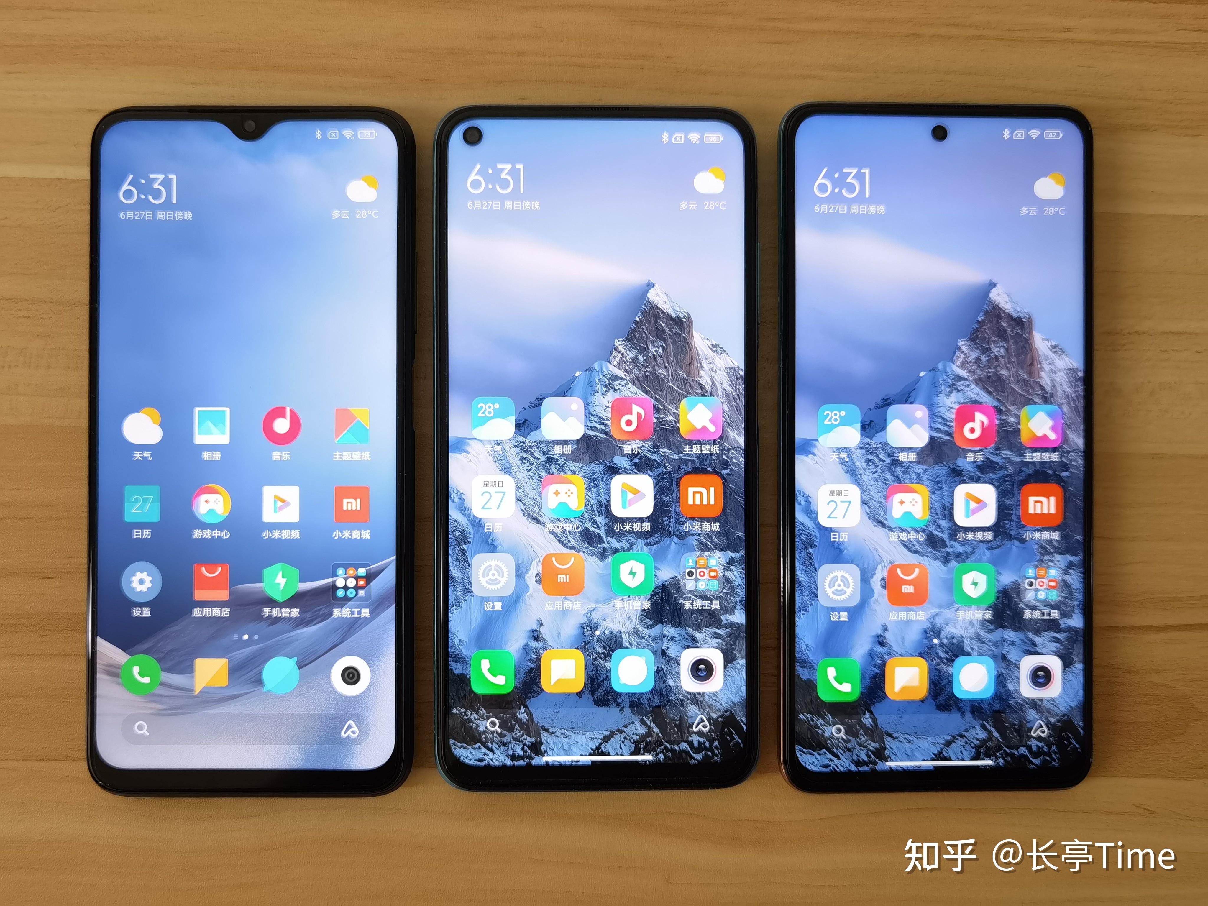 本次测评所入手的三款机型,红米note9 4g版为【羽墨黑】配色,note9 5g