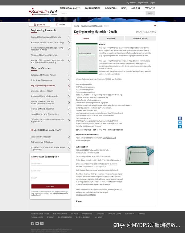 Key engineering materials issn 1662 9795 ei compendex scopus