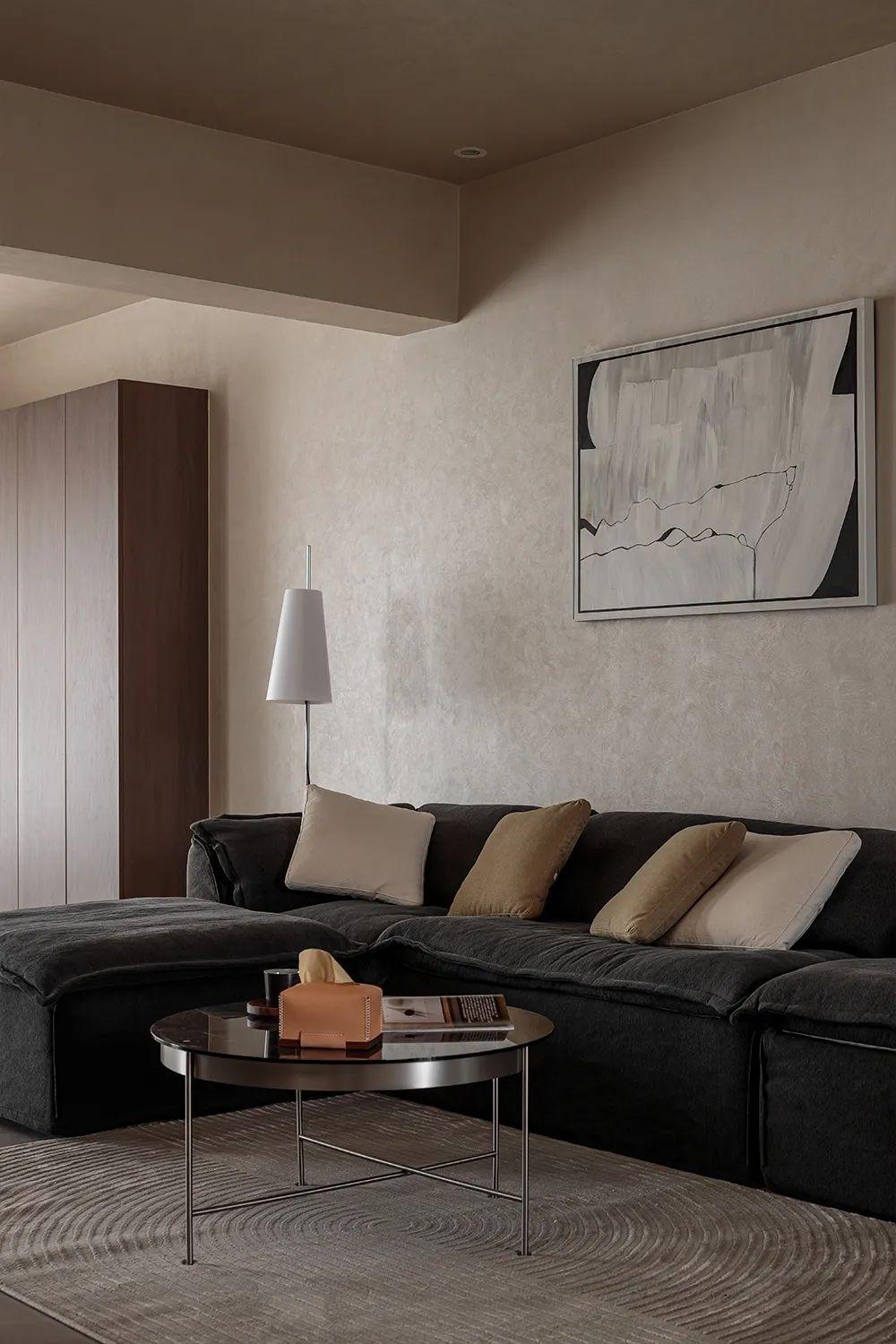 装修案例 | 灰,白,咖三色布局,造茶室 书房,134㎡侘寂风之家好棒!