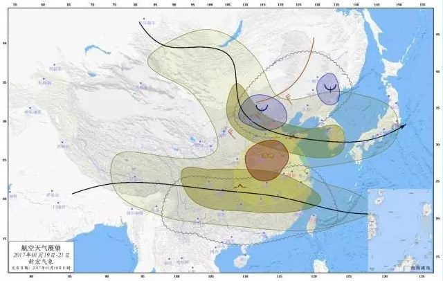19日-21日,东北,内蒙古中东部及华北上空存在明显风向切变;急流轴分为