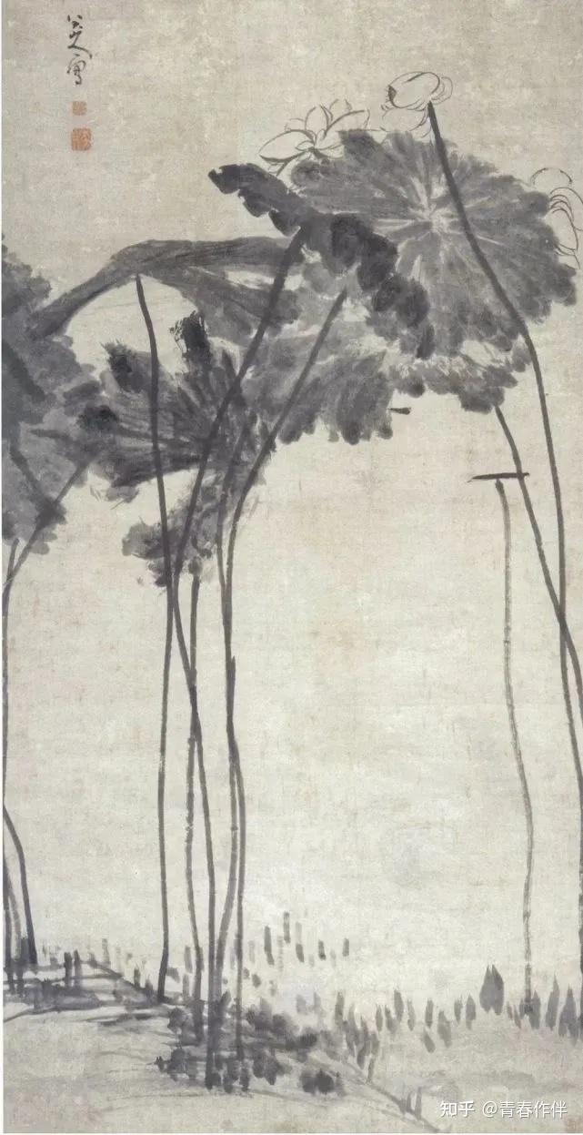 八大山人（朱耷）的水墨荷花，清凉世界！ - 知乎