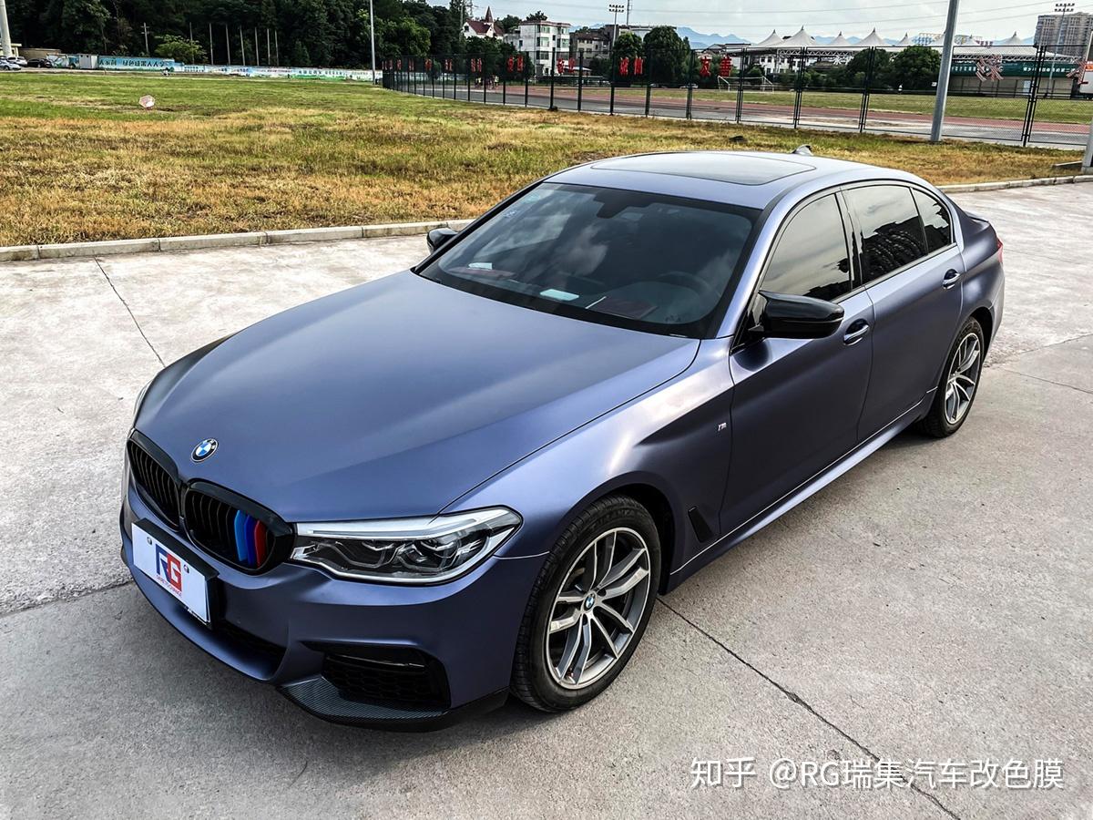 宝马5系车身改色电光午夜蓝rg瑞集改色膜浙江永康加盟