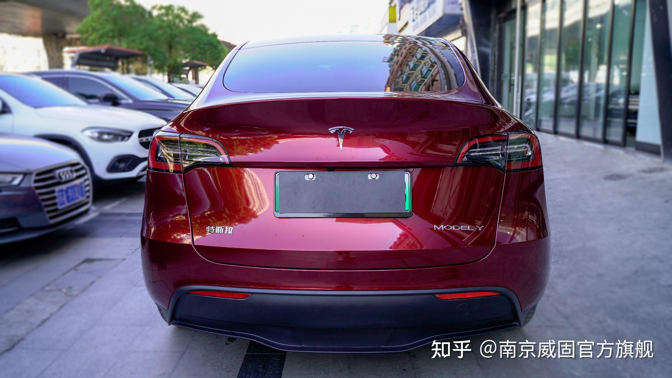 特斯拉modely液态金属龙血红改色