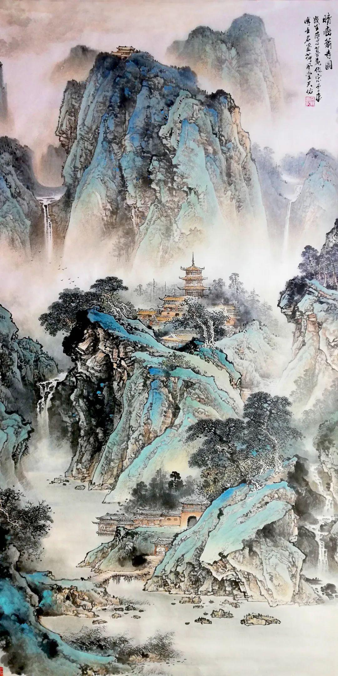 著名画家杨天佑先生彩墨山水画:笔墨清逸生动,意境唯美奇丽