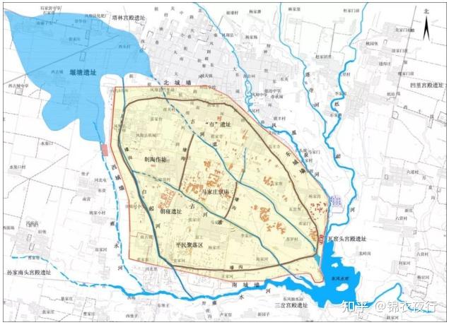 雍城遗址地图雍城的优势在于有一个防御成本更低的中心区域,而且也