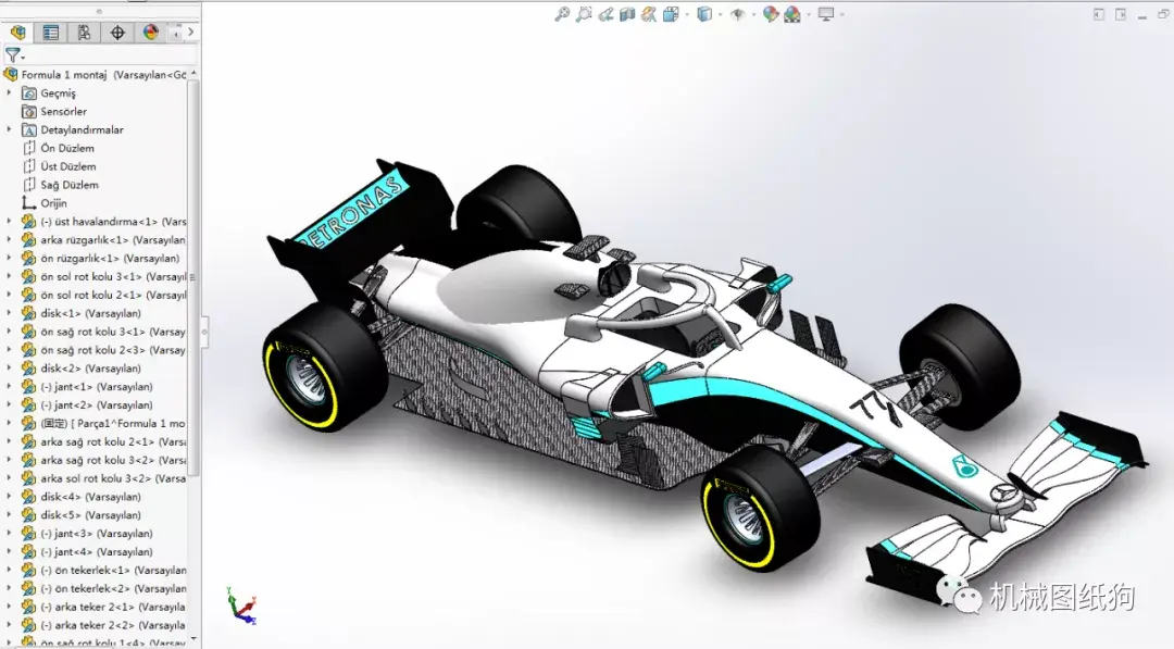 【卡丁赛车】formula 1 f1方程式赛车简易模型3d图纸 solidworks设计