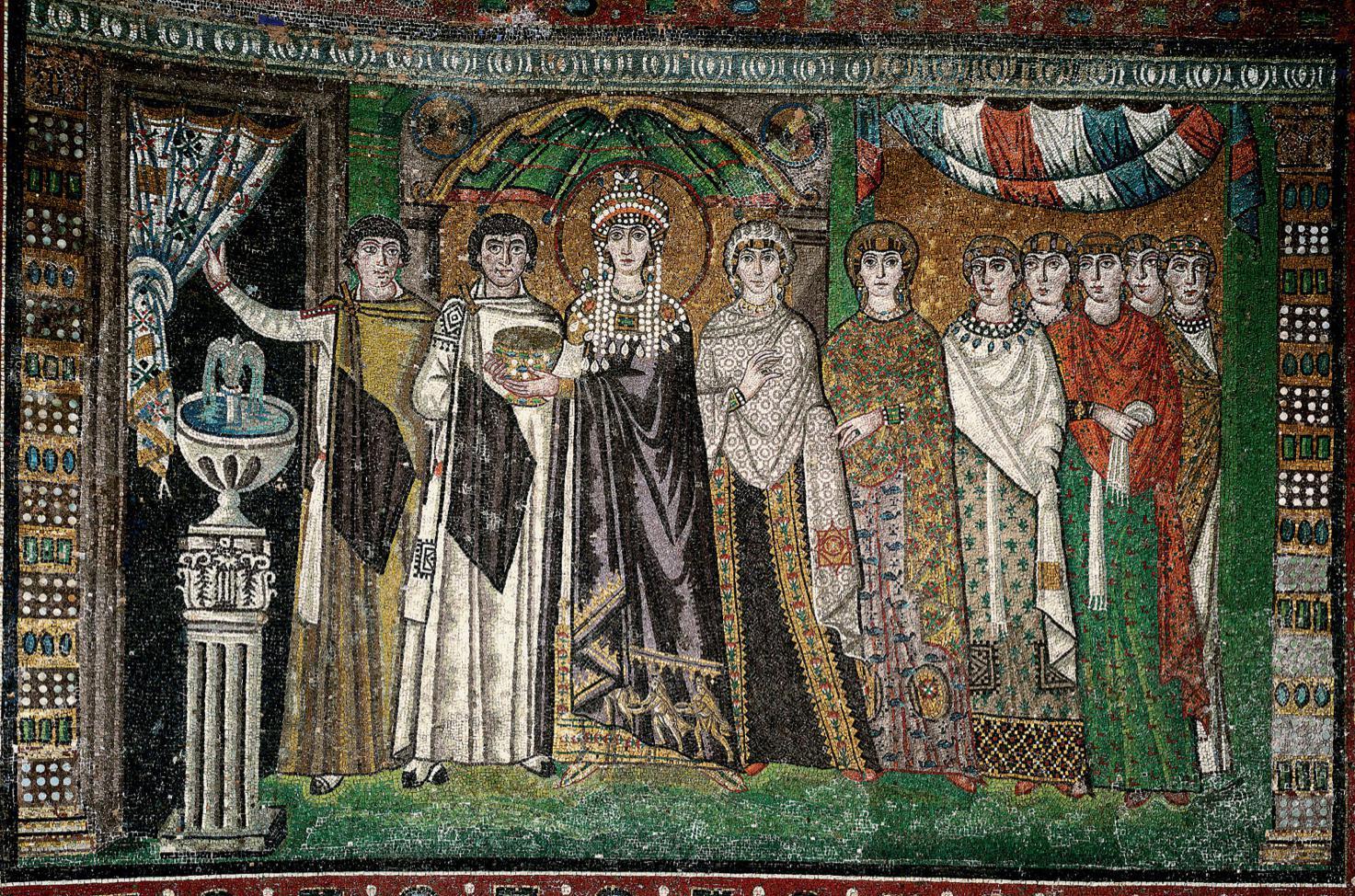 世界文化遗产:拉文纳古迹中的马赛克:圣维塔莱教堂,约540年(查士丁尼