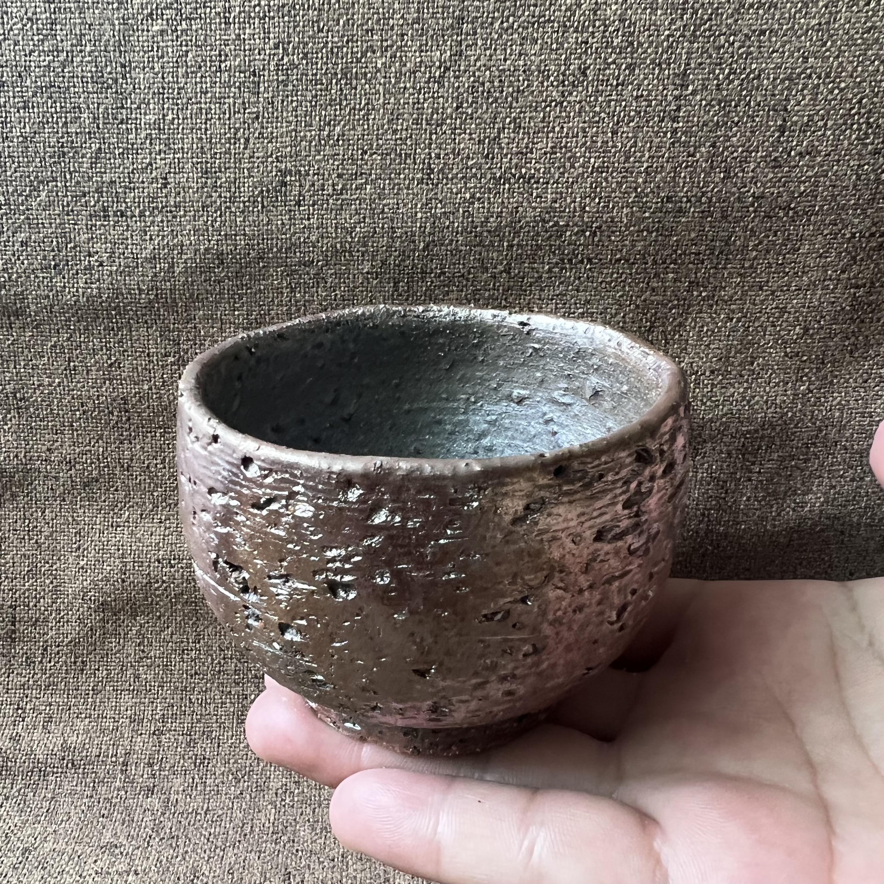 柴烧记三十手作柴烧自然落灰釉陶瓷罗汉茶杯出彩紫金色泽感好看