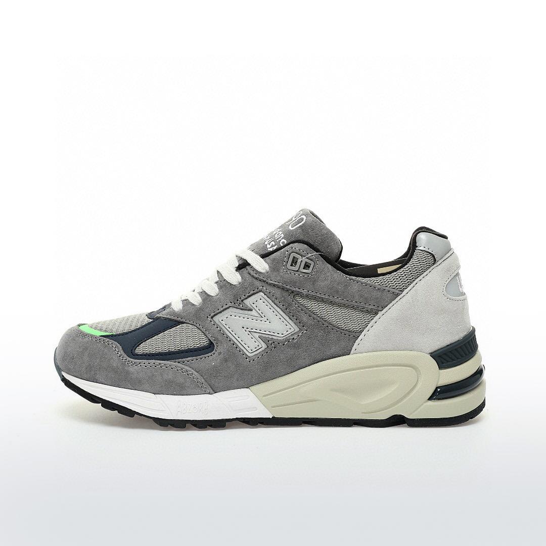 新百伦联名madnessxnewbalancemadeinusa990v2灰深蓝荧光绿反光美产