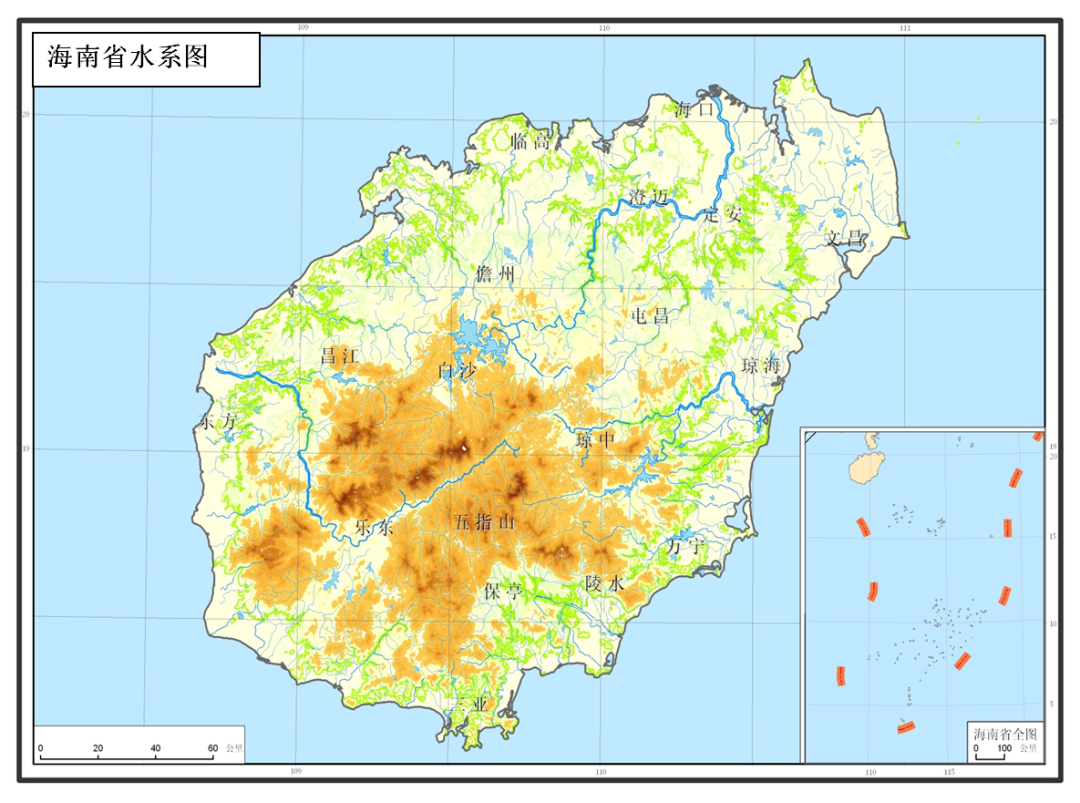 海南山脉地形图图片