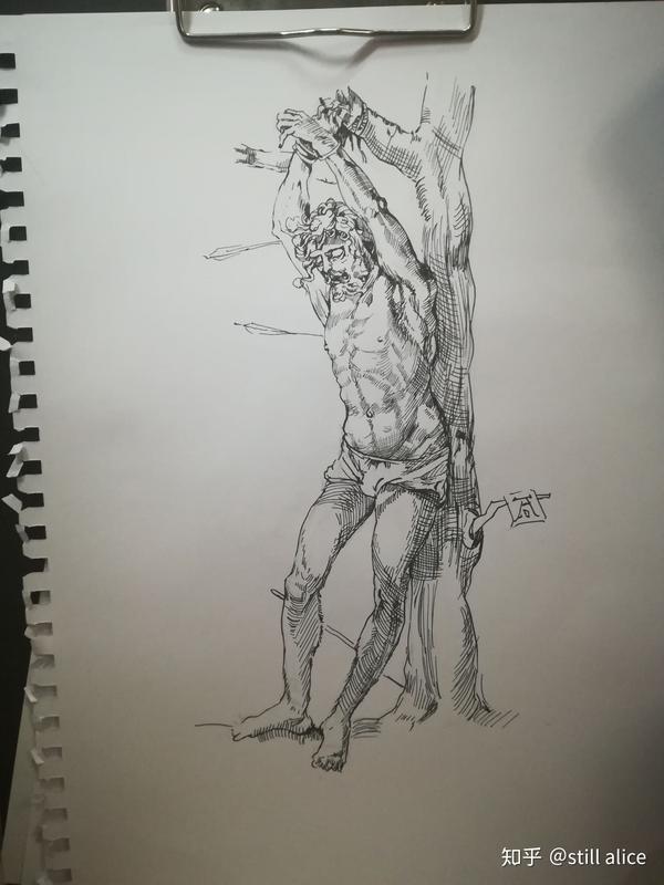 放一下我画的(8要喷我)  那段时间喜欢丢勒 所以一直拿钢笔画画