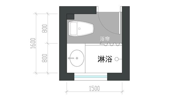 1.5x3米卫生间布置图图片