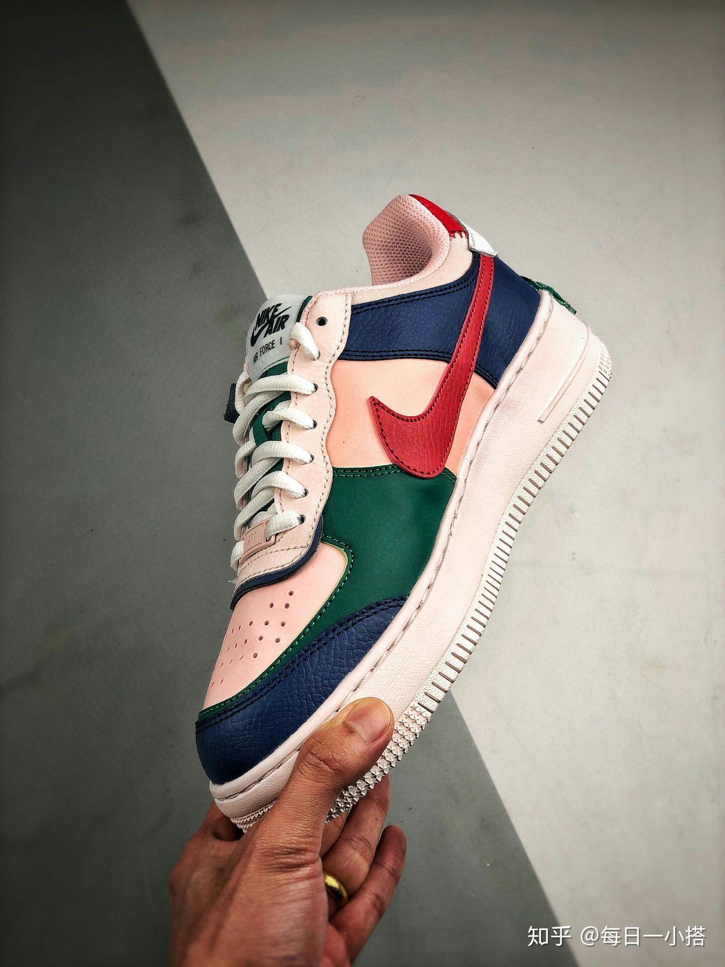 时尚潮鞋耐克空军一号拼接马卡龙糖果