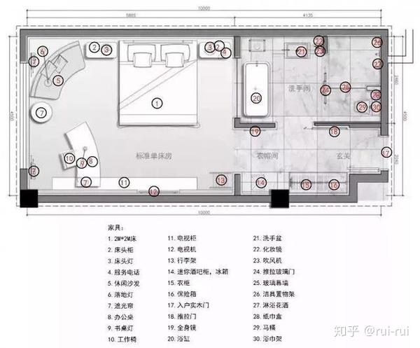 酒店客房平面设计方案解析,你要的功能全部有 - 知乎