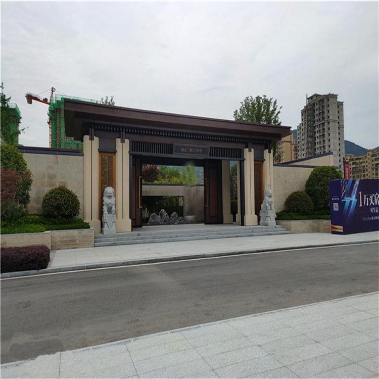 售楼部酒店不锈钢中式门头装饰与设计 地产商场仿铜弧形金属门套