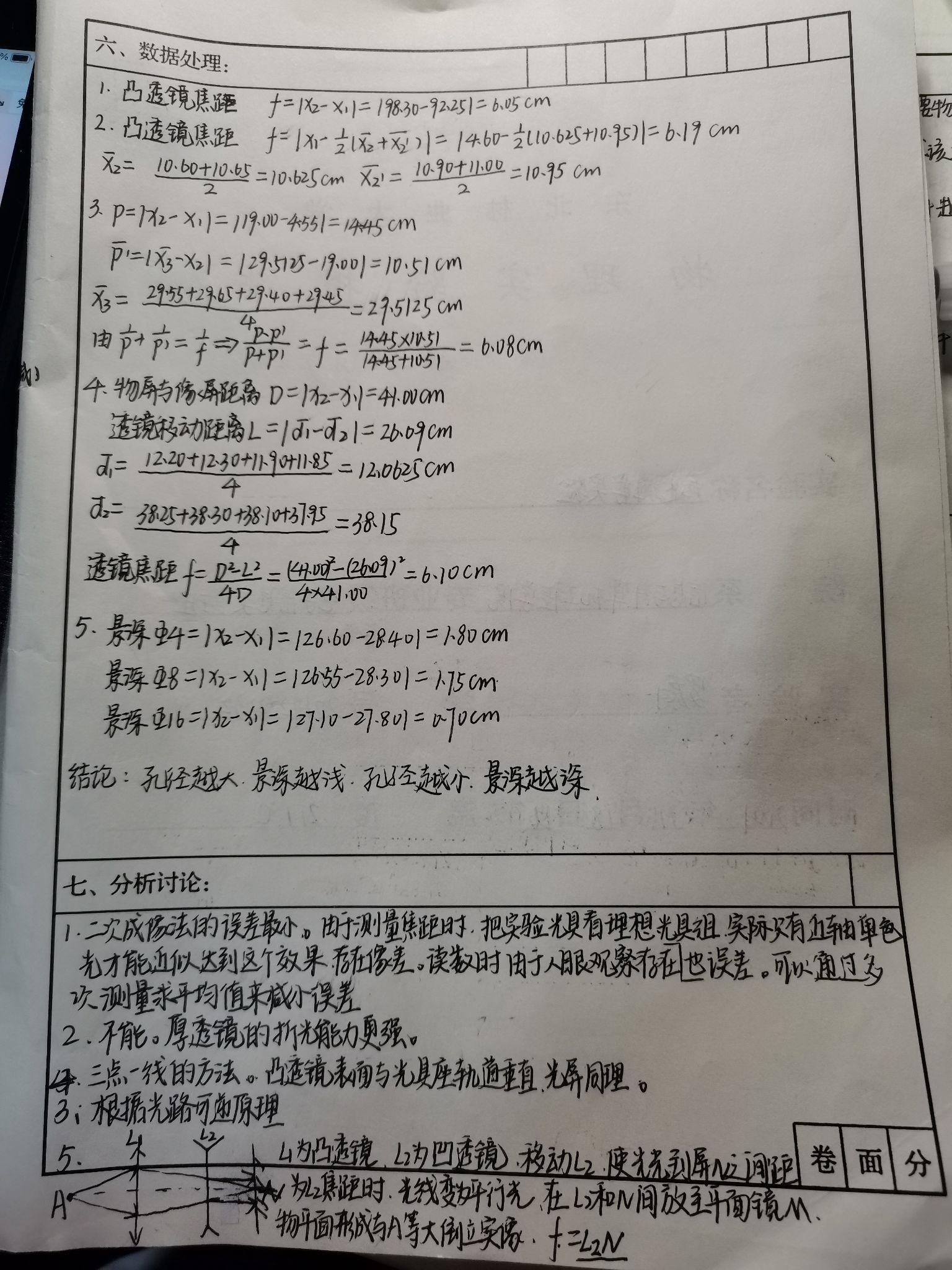 大学物理实验报告手写