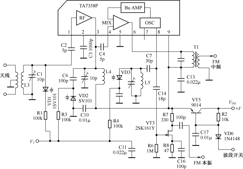 音响系统电路--数字调谐系统