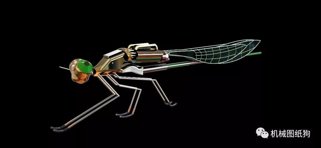 机器人蜻蜓型间谍无人机模型3d图纸creo设计