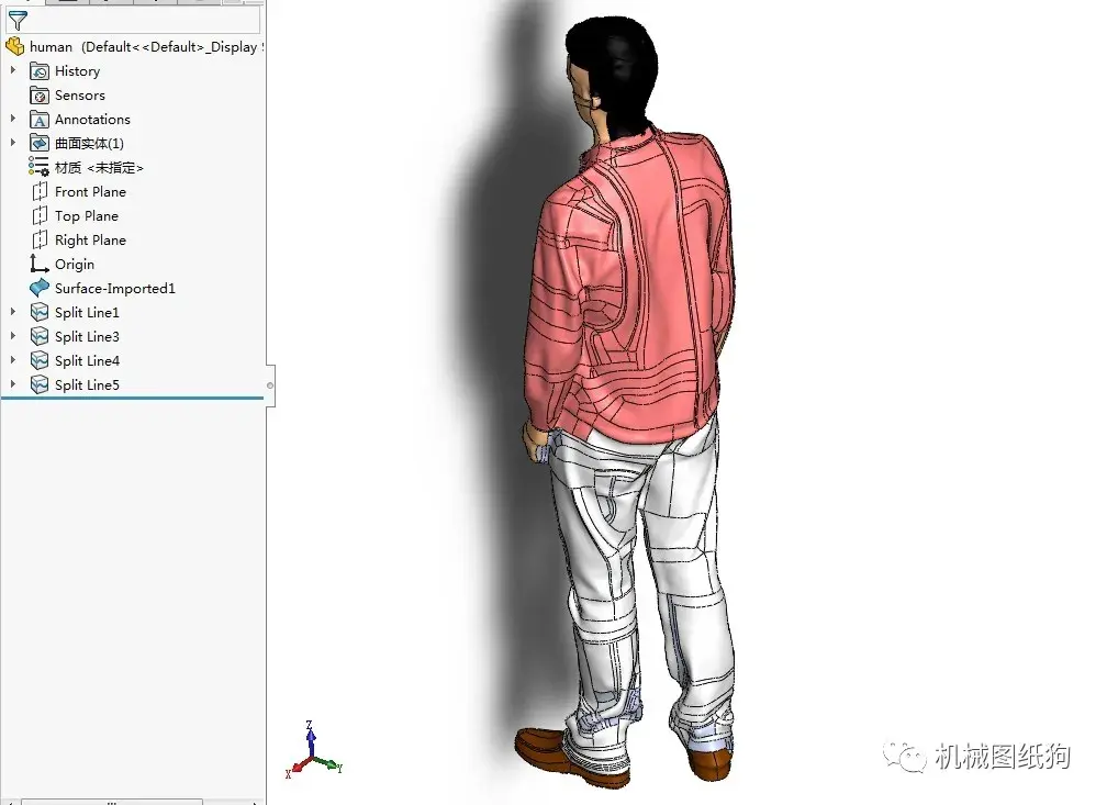 工程机械human站立男式人体模型3d图纸solidworks设计
