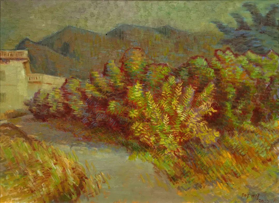 汤弼明46×61cm 布面油画 2021年《余晖——东山龟岗路民居》吴墨林