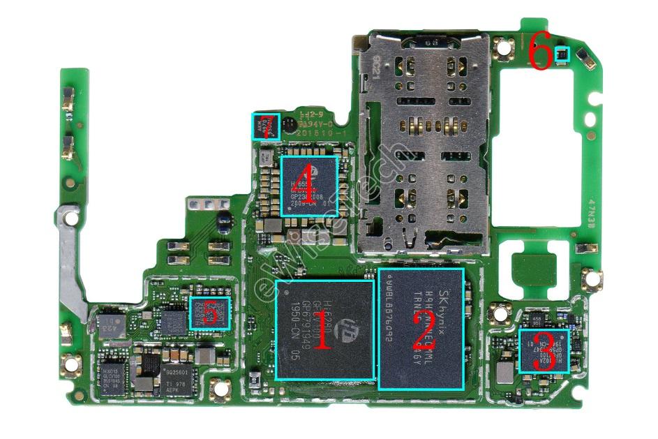 荣耀9x主板元件分存图图片