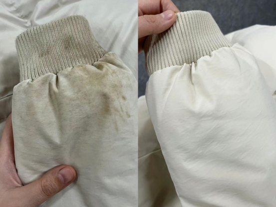 冬天的时候油渍弄到厚外套上了怎么洗干净啊?最好是不用洗整件衣服的办法!教你一招,顽固油渍也能轻松拿下!
