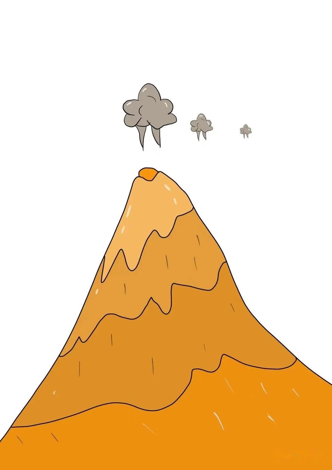 火山怎么画绘制图片